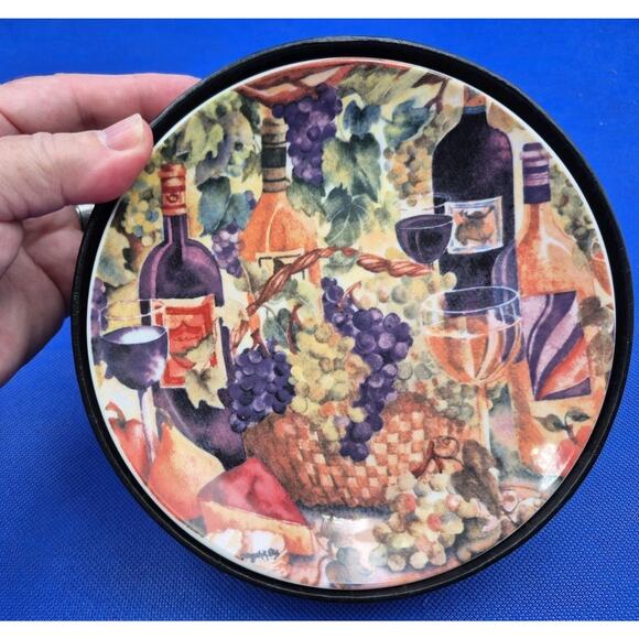 SBCD Deborah K Ellis Porcelain Canape Plates Wine Grapes 6" Set of 4 - Picture 4 of 11